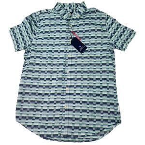 Ben Sherman Men's Linen Blend Check Twill Button Down Shirt Blue Size M  NWT